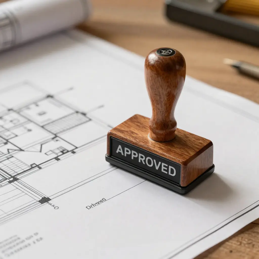 Engineer's approved stamp on architectural plans